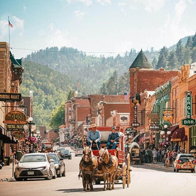 Der historische Ortskern von Deadwood, South Dakota